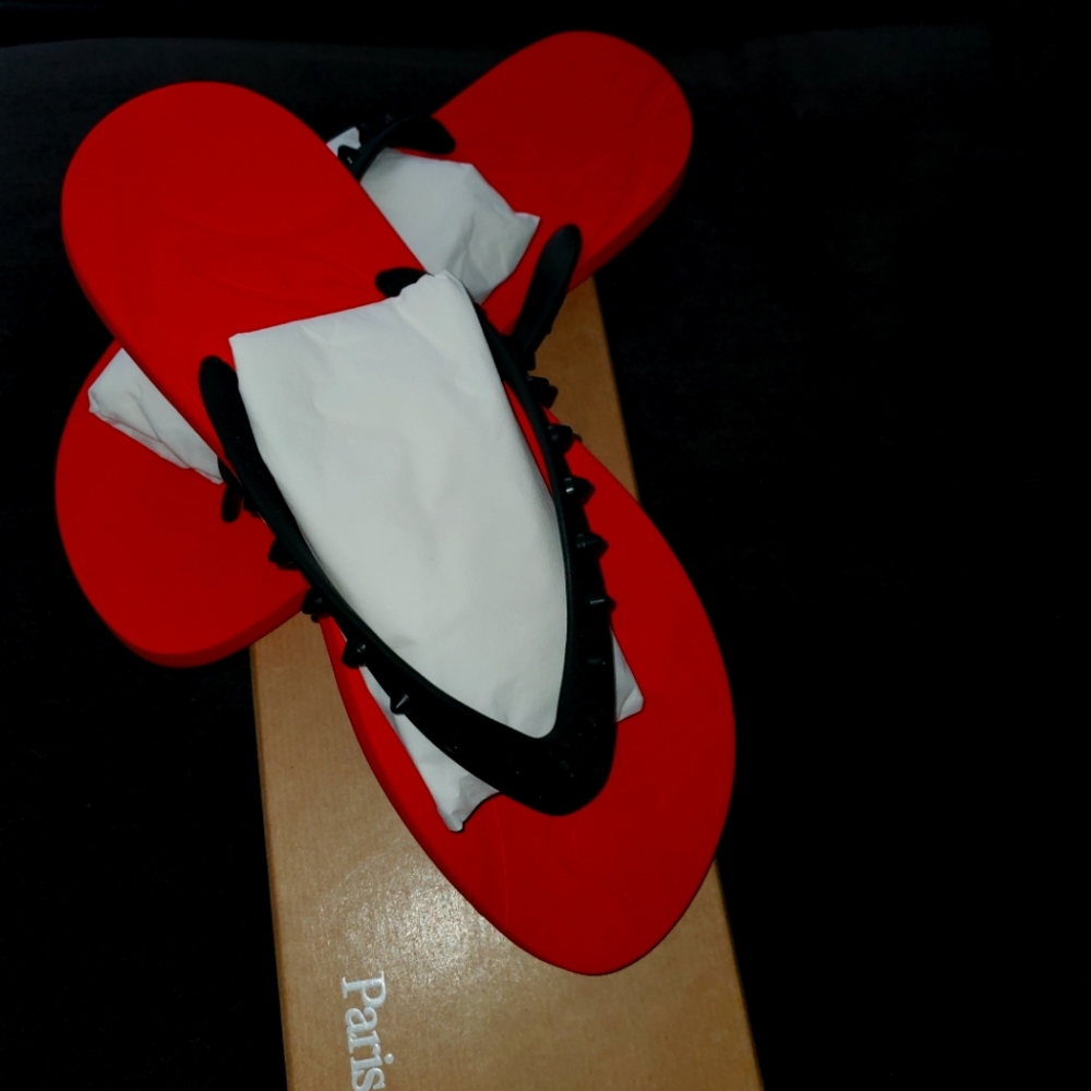 Christian Louboutin Vibrant Red and Black Sandals
